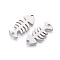 Non-Tarnish 201 Stainless Steel Links, Manual Polishing, Fishbone, Stainless Steel Color, 21x10x1.5mm, Hole: 1.6mm