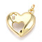 Brass Pendants, Cadmium Free & Lead Free, Heart with Cross, with Jump Ring, Real 18K Gold Plated, 21x18x5mm, Hole: 3.5mm