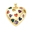 Brass Micro Pave Cubic Zirconia Pendants, Heart Charms, Real 16K Gold Plated, 30x29.5x6.5mm, Hole: 5x3.5mm