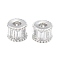 Brass Micro Pave Clear Cubic Zirconia Beads, with Enamel and Jump Ring, Long-Lasting Plated, Rondelle, Real Platinum Plated, 7x5.5mm, Hole: 2.4mm