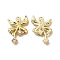 Clear Glass Bowknot Pendants, with Alloy Finding, Long-Lasting Plated, Cadmium Free & Lead Free, Light Gold, 22.5x15x3mm, Hole: 1.5mm