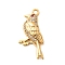 Brass Micro Pave Cubic Zirconia Pendants, Nickel Free, Real 18K Gold Plated, Bird, 19x23x4mm, Hole: 1.8mm