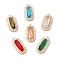 Brass with K9 Glass & Rhinestone Pendants, Light Gold, Oval Charms, Mixed Color, 31.5x15.5x8mm, Hole: 1.5mm
