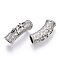 Rack Plating Brass Micro Pave Cubic Zirconia Beads, Cadmium Free & Lead Free, Long-Lasting Plated, Curved Tube Beads, Curved Tube Noodle Beads, Large Hole Beads, Platinum, 28.5x8.5~10mm, Hole: 6.5mm