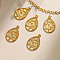304 Stainless Steel Pendants, Hollow Teardrop with Tree of Life Charm, Real 18K Gold Plated, 25.5x16.5x1.5mm, Hole: 1.4mm