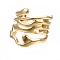 304 Stainless Steel Wave Open Cuff Ring, Chunky Hollow Ring for Women, Golden, US Size 7(17.3mm)