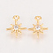 Brass Cubic Zirconia Charms, Star, Nickel Free, Real 18K Gold Plated, 10.5x8.5x2mm, Hole: 1mm