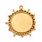 304 Stainless Steel Pendant Cabochon Settings, Flat Round, Golden, Tray: 20mm, 33.5~34x30~32.5x2.5mm, Hole: 1.8mm