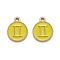 Alloy Enamel Pendants, Flat Round with Constellation/Zodiac Sign, Golden, Gemini, 15x12x2mm, Hole: 1.5mm
