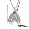 Elegant Brass Micro Pave Clear Cubic Zirconia 3D Initial Necklaces, Perfect Gift for Her, Platinum, Letter M, 15.75 inch(40cm)