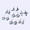 Abalone Shell/Paua Shell Dangle Earrings, with Brass Findings, Mixed Shapes, Platinum, 42~60mm, Pin: 0.7mm