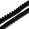 Polyester Lace Trim, Single Edge with Pom Poms Ball Trimming, Garment Accessories, Black, 3/8 inch(10mm), 40~50 yards/bundle