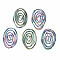 Eco-Friendly Iron Filigree Joiners Links, Cadmium Free & Lead Free, Oval, Rainbow Color, 40~43x27x6mm