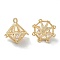 Brass Clear Cubic Zirconia Chandelier Component Links, Cadmium Free & Nickel Free & Lead Free, Lantern, Real 18K Gold Plated, 11x11.5x11.5mm, Hole: 0.5~1mm