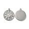 Non-Tarnish 304 Stainless Steel Pendants, Flat Round with Sun Charm, Stainless Steel Color, 29x25x3mm, Hole: 1.5mm