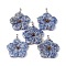 Natural Blue Spot Jasper Big Pendants, Peach Blossom Charms, with Platinum Plated Alloy Snap on Bails, 57x48x9mm, Hole: 6x4mm