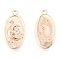 Brass Micro Pave Clear Cubic Zirconia Pendants, Cadmium Free & Nickel Free & Lead Free, Oval with Moon, Real 18K Gold Plated, 17x8x1.5mm, Hole: 1.2mm