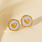 304 Stainless Steel Heart Stud Earrings, European and American Style, Golden, 13x12mm