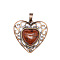 Retro Hollow Natural Mahogany Obsidian Pendants, Heart Pendants, with Red Copper Metal Finding, 30x30x8mm