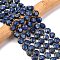 Natural Lapis Lazuli Beads Strands, Faceted Hexagonal Cut, Flat Round, with Seed Beads, 10~10.5x6mm, Hole: 1mm, about 31~32pcs/strand, 15.35''~15.55''(39~39.5cm)