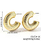 Geometric Shiny Plastic Stud Earrings, Golden, C-Shaped, 28x28mm