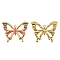 Stainless Steel Pendants, with Enamel, Golden, Butterfly Charm, Hot Pink, 25x20mm, Hole: 1.5mm