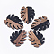 Resin & Walnut Wood Pendants, Tropical Leaf Charms, Monstera Leaf, Black, 37.5x30x3~3.5mm, Hole: 2mm