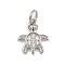 Brass Micro Pave Cubic Zirconia Pendants, with Jump Ring, Sea Animals Charms, Rack Plating, Long-Lasting Plated, Lead Free & Cadmium Free, Platinum, Turtle, 12x10x2mm, Hole: 3mm