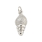 Rack Plating Brass Pendants, with Jump Ring, Long-Lasting Plated, Cadmium Free & Lead Free, Whelk, Platinum, 18x8.5x4.5mm, Hole: 3mm