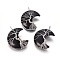 Natural Obsidian Tree of Life Wire Wrapped Pendants, with Brass Findings, Crescent Moon, Platinum, 44~46x26~32x12.5mm, Hole: 6.5x4.5mm