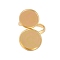 304 Stainless Steel Open Cuff Ring Findings, Pad Ring Setting, Flat Round, Real 18K Gold Plated, Inner Diameter: 17mm, Tray: 14mm & 12mm
