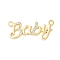 Brass Micro Pave Clear Cubic Zirconia Links, Word Connector Charms, Cadmium Free & Lead Free, Real 18K Gold Plated, 14x30.5x2mm, Hole: 1.8mm