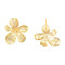 Brass Stud Earring Findings, For Half Drilled Beads and with Vertical Loops, Flower, Nickel Free, Golden, 18x17mm, Hole: 1.4mm, Pin: 0.8mm and 1mm