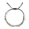 Faceted Glass Rondelle Beads Braided Bead Bracelets, Adjusstable Nylon Multi-strand Bracelets for Women, Black, Inner Diameter: 11 inch(28cm)