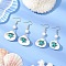 304 Stainless Steel Shell Shape Dangle Earrings, with Starfish Synthetic Turquoise Beads and Clam Shell Pendants, with POM Plastic Beads, Golden, 55~58x24.5~27mm