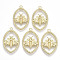 Rack Plating Alloy Pendants, Cadmium Free & Lead Free, Oval with Bees, Light Gold, 28.5x18x2.5mm, Hole: 1.5mm