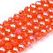 Electroplate Glass Beads Strands, Opaque Solid Color, AB Color Plated, Faceted, Rondelle, Orange Red, 6x5mm, Hole: 1mm, about 80~85pcs/strand, 38~40cm