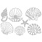 Glass Hotfix Rhinestone, Iron on Appliques, Costume Accessories, for Clothes, Bags, Pants, Shell Shape, 297x210mm