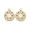 Brass Micro Pave Clear Cubic Zirconia Pendants, Cadmium Free & Lead Free, with Shell, Real 18K Gold Plated, Flower, 21x19x2.5mm, Hole: 3mm