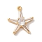 Brass Micro Pave Clear Cubic Zirconia Pendants, Nickle Free, Star, Real 18K Gold Plated, 15x14x4mm, Hole: 1mm