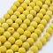 Natural Lava Rock Beads Strands, Dyed, Round, Yellow, 8mm, Hole: 1mm, about 47~50pcs/strand, 15.3 inch(39cm)