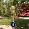 K9 Glass Round Pendant Decorations, Hanging Suncatchers, with Natural Agate Piece, for Home Garden Decorations, Blue, Pendant: 300mm