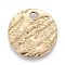 Ion Plating(IP) 304 Stainless Steel Charms, Textured, Laser Cut, Flat Round, Golden, 10x1mm, Hole: 1.4mm
