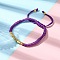 Polyester Cord Braided Bead Bracelets for Women, with Brass Beads, Long-Lasting Plated, Purple, Inner Diameter: 1-7/8~2-5/8 inch(4.8~6.6cm)