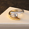 Flat Round Brass with Crystal Rhinestone Finger Rings, Platinum & Golden, US Size 6(16.5mm)