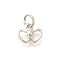 Brass Pendants, with Jump Ring, Long-Lasting Plated, Lead Free & Cadmium Free, Heart Charms, Platinum, 7.5x9x2mm, Hole: 3.5mm