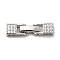 Brass Micro Pave Clear Cubic Zirconia Fold Over Clasps, Rectangle, Platinum, 27x6.5x5mm, Hole: 2x1.5mm and 2.5x1mm