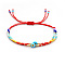 Miyuki Glass Seed Beaded Rainbow Evil Eye Adjustable Bracelets for Women Ethnic Style Jewelry, Colorful, 11 inch(28cm)