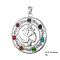 Chakra Alloy Rhinestone Pendant, Flat Round with Ohm/Aum, Silver, 38.8x35mm