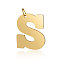 201 Stainless Steel Pendants, Letter, Golden, Letter.S, 30.5x25.5x1.5mm, Hole: 4.5mm